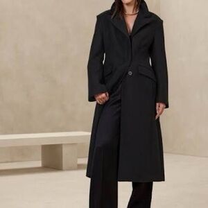 Banana Republic Black Trench Coat with Tailored Silhouette